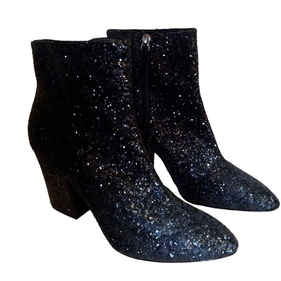 Nine West Women's Savitra~BLACK/BLUE~GLITTER~Ankle Booties SZ 7.5 NEW - Picture 1 of 4